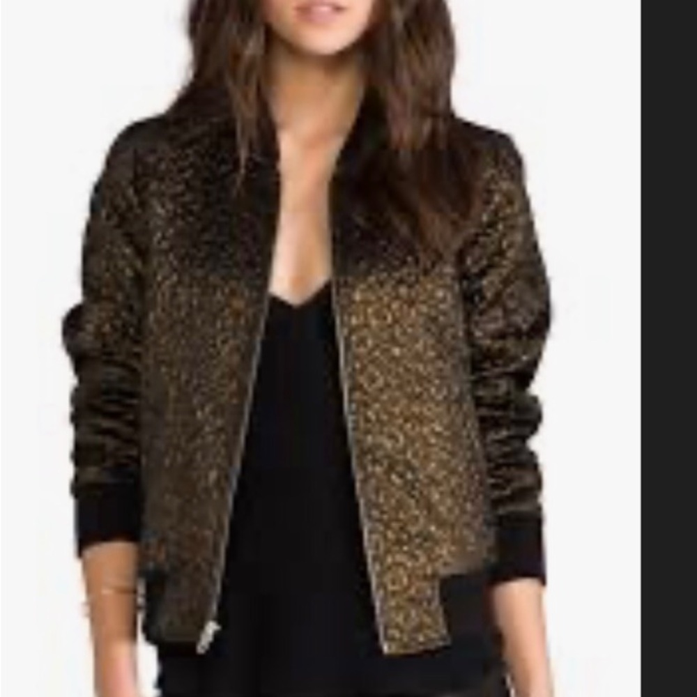 NWOT Nasty Gal Metallic Leopard Bomber Jacket L - Picture 2 of 11